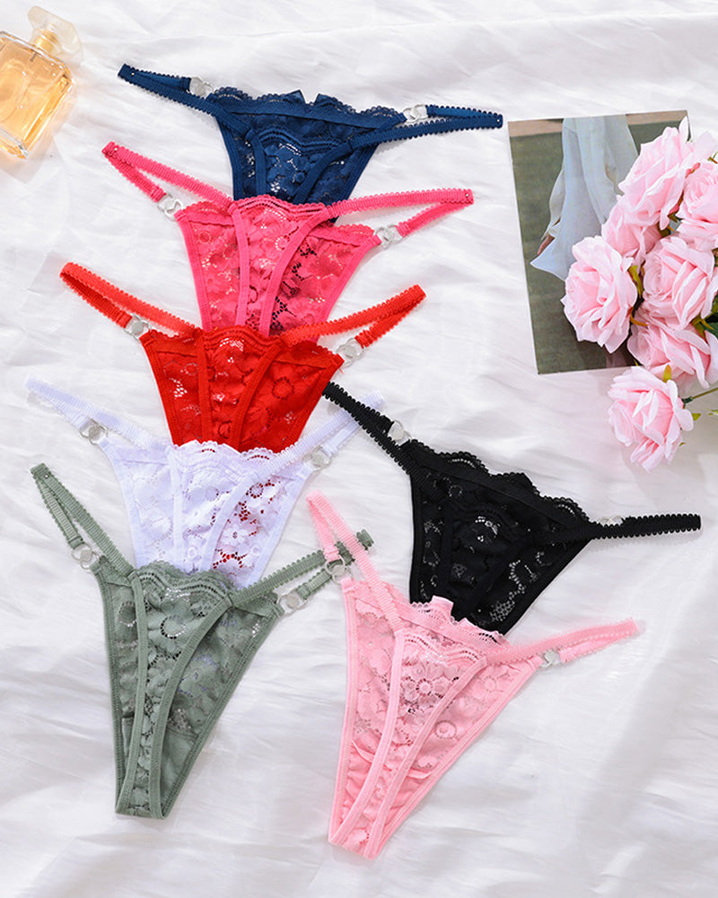 String sexy en dentelle avec nœud