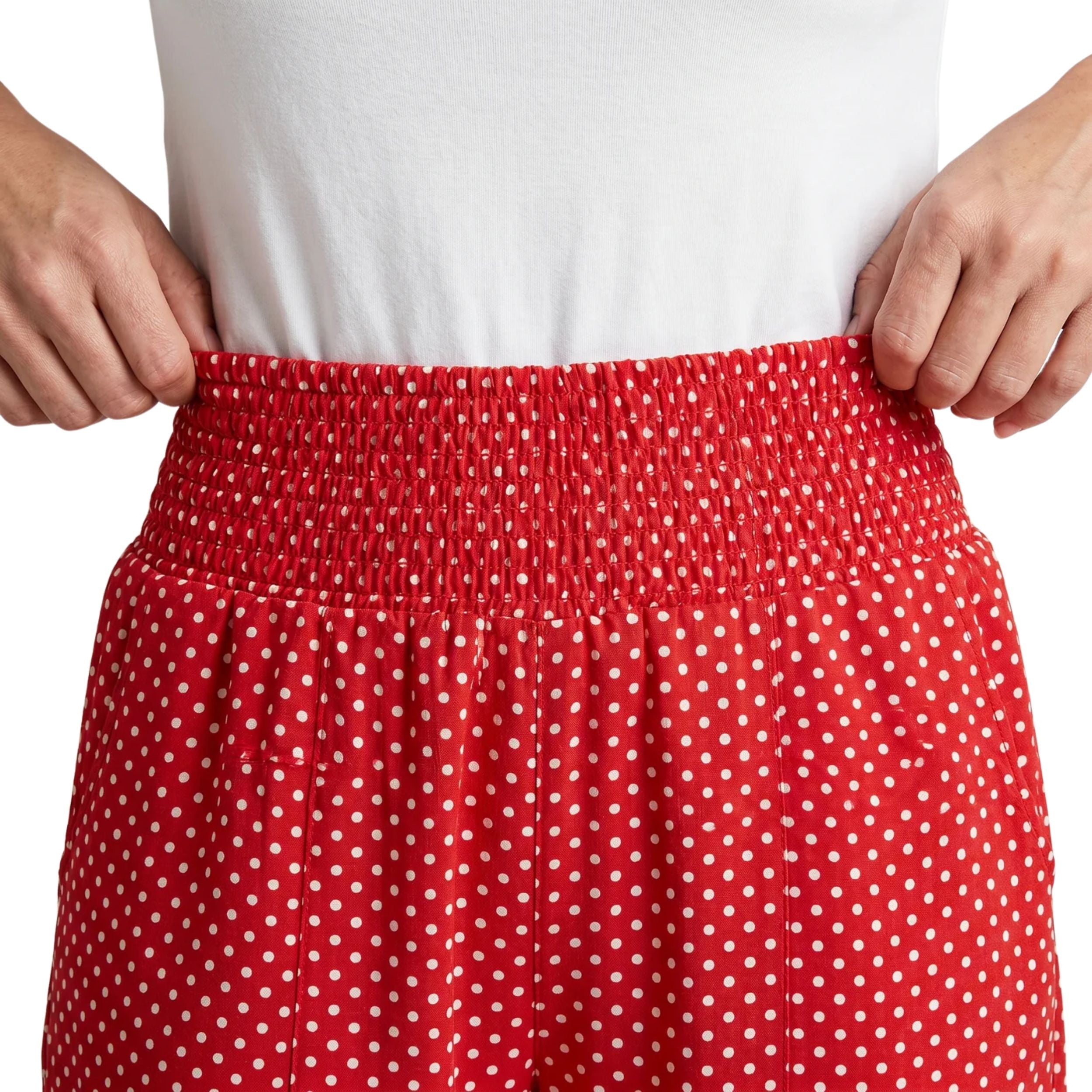Pantalon large fluide à pois pour femme