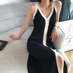 Robe midi moulante en maille douce noire