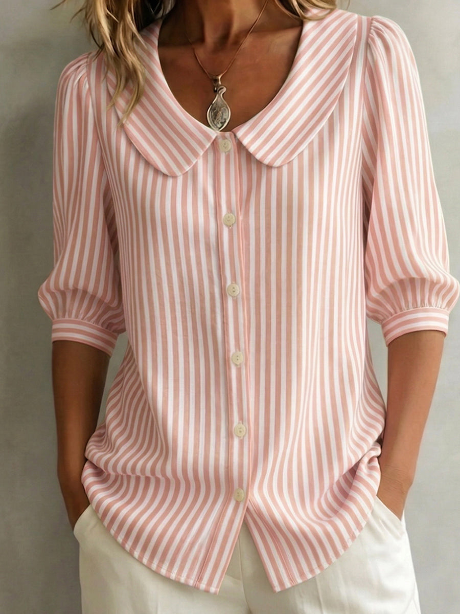 Blouse en coton vintage avec col Claudine pour femme