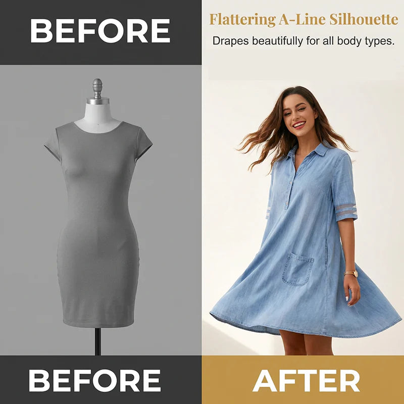 Robe décontractée à manches courtes avec détails en maille