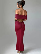 Robe maxi dos nu sans bretelles pour femmes