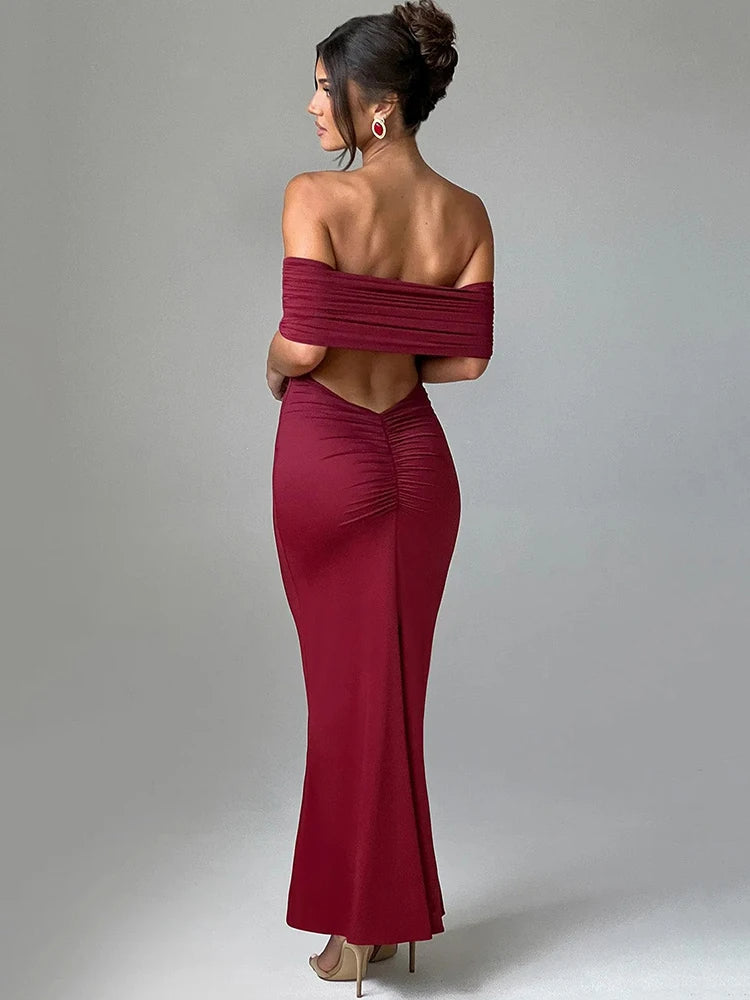 Robe maxi dos nu sans bretelles pour femmes