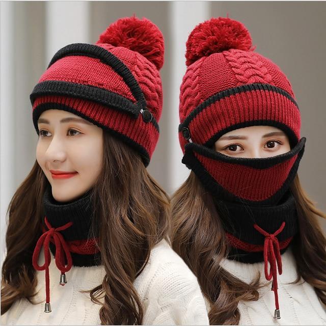 Ensemble bonnet en tricot douillet et écharpe pour femme