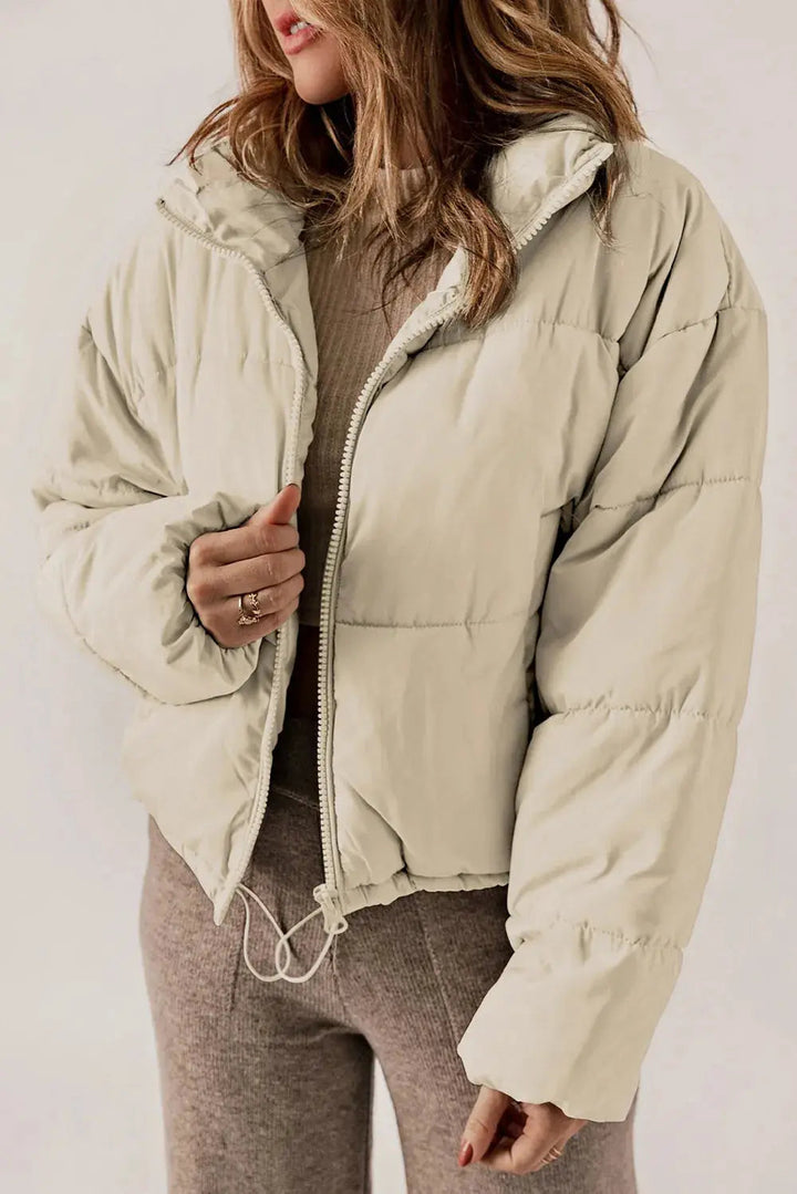 Manteau Long Chic à Col avec Fermeture Éclair pour Superposition Élégante