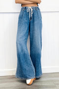 Jean Droit Taille Haute Délavé Femme