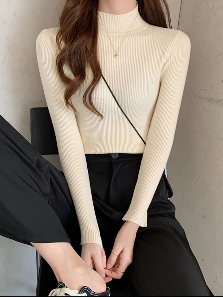Pull en laine côtelée confortable pour femmes