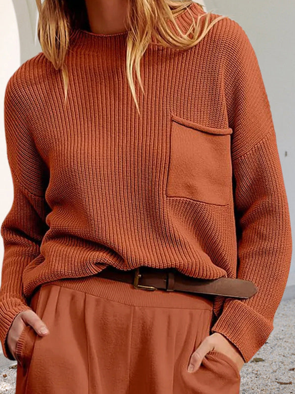 Pull en maille décontracté et confortable avec poches