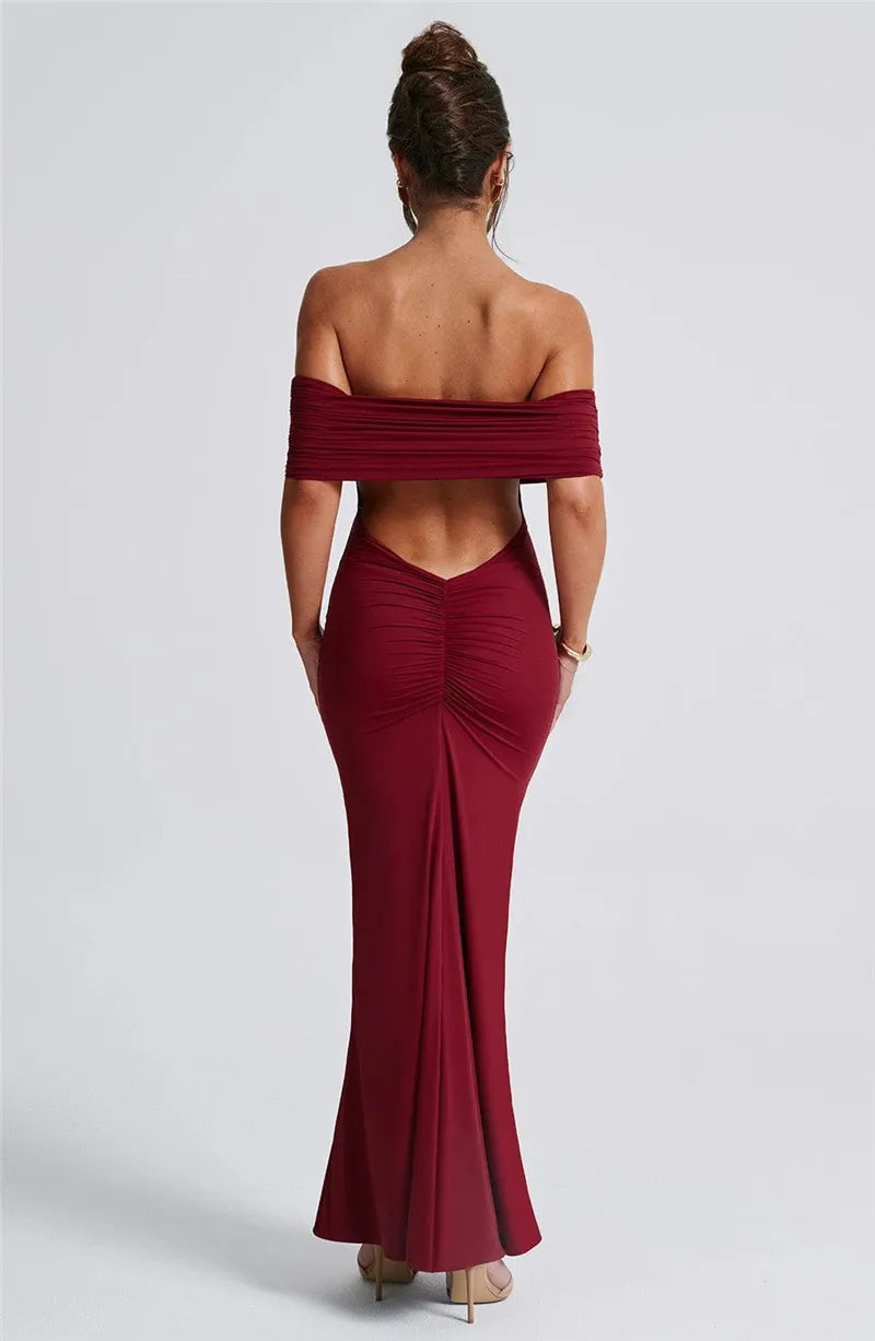 Robe maxi dos nu sans bretelles pour femmes