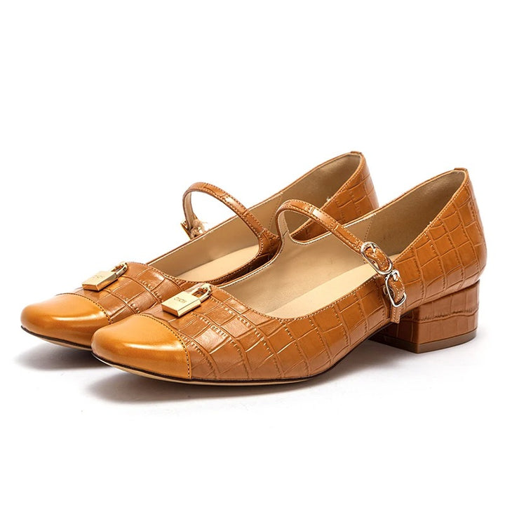 Isabelle Moreau® | Denim-Mary Janes mit Blockabsatz