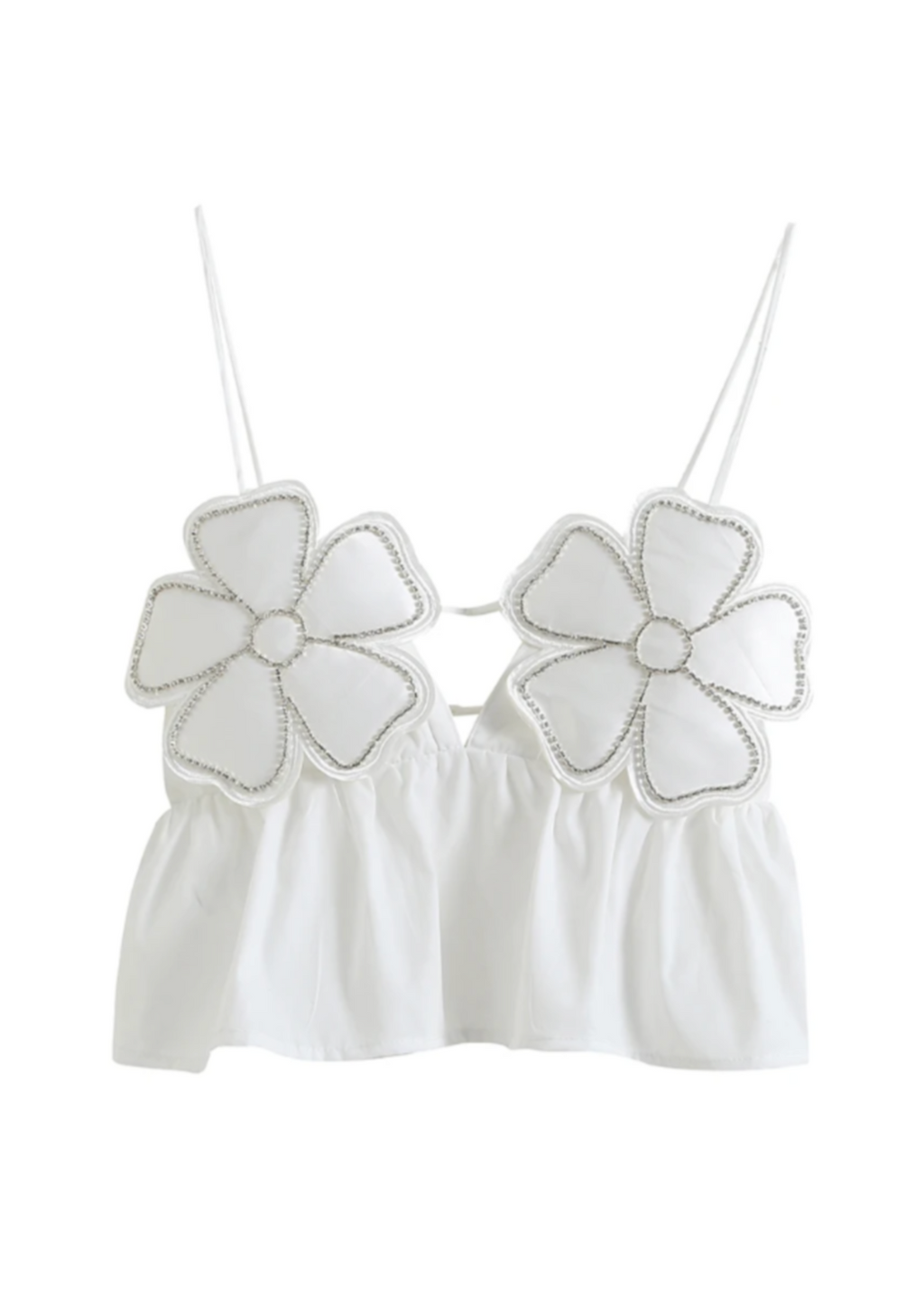 Blouse blanche à manches volantées pour femmes