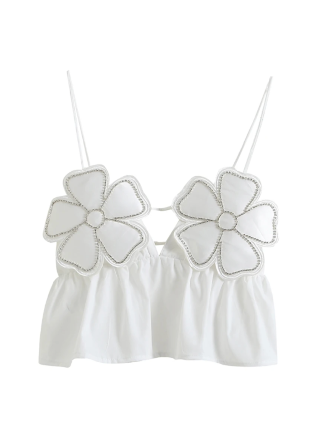 Blouse blanche à manches volantées pour femmes