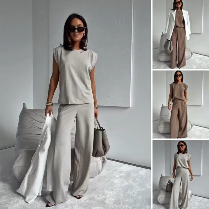 Ensemble décontracté chic deux pièces : t-shirt et pantalon à jambes larges