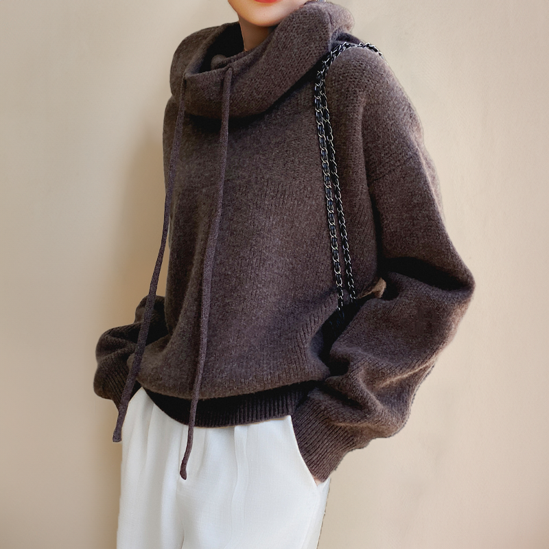 Pull à col roulé en laine mérinos pour femme
