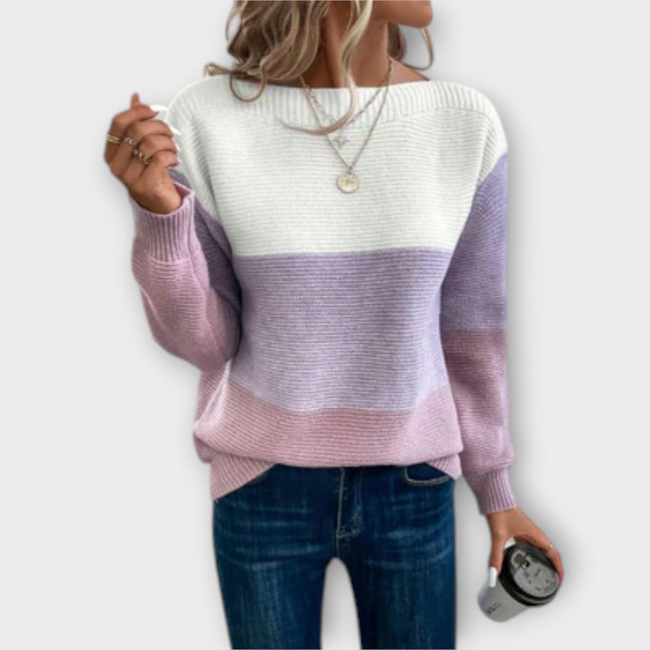 Pull en tricot patchwork bicolore élégant