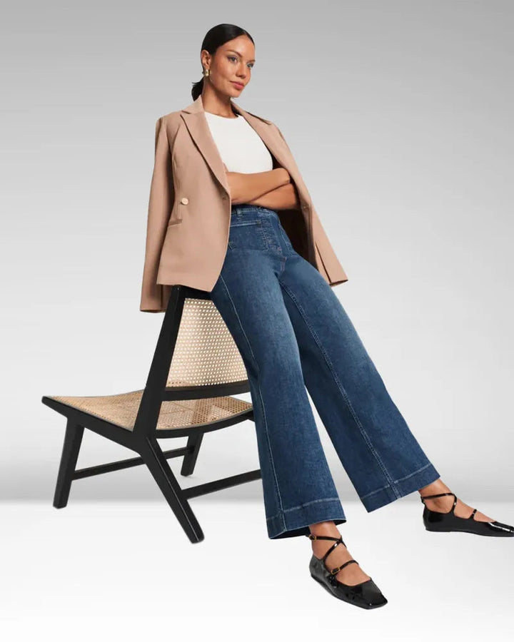 Jean chic taille haute à jambes larges