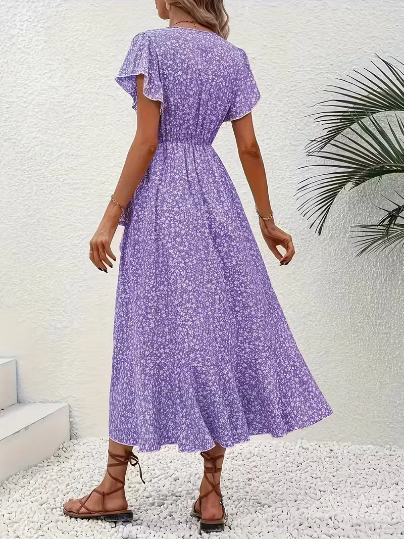 Robe portefeuille à imprimé floral avec décolleté en V