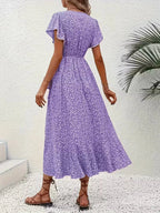 Robe portefeuille à imprimé floral avec décolleté en V