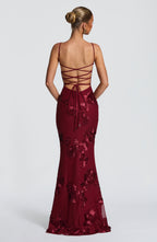 Robe maxi en velours pour femme