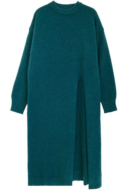Robe-pull tricotée à fente latérale