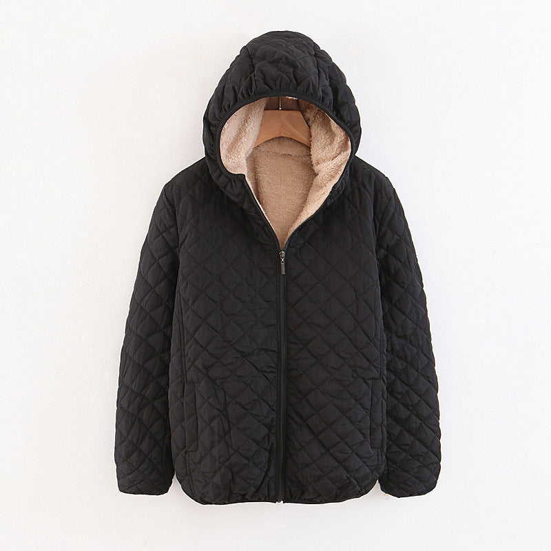 Veste matelassée à capuche avec doublure en peluche