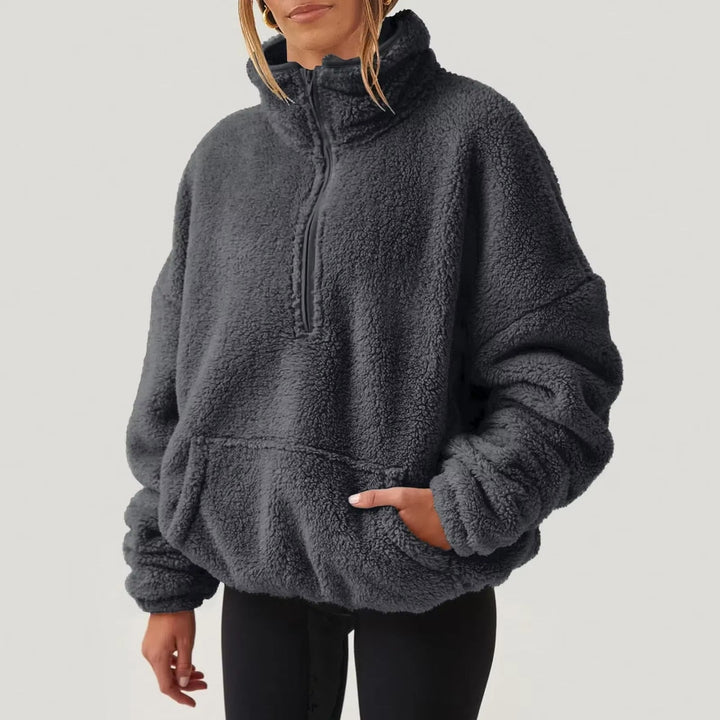 Pull polaire doux à demi-fermeture éclair pour femmes