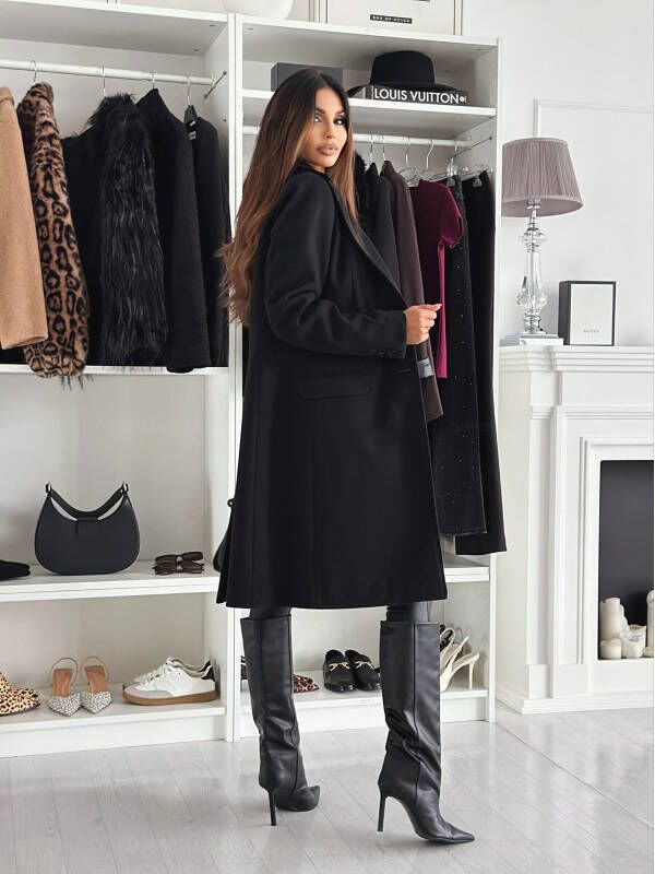 Manteau d'hiver long chic en laine pour femme
