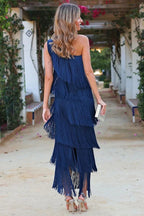 Robe Maxi Asymétrique Une Épaule Chic et Sans Effort