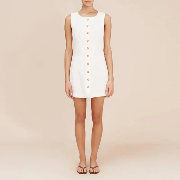 Sophie Paris® | Robe droite sans manches à boutons