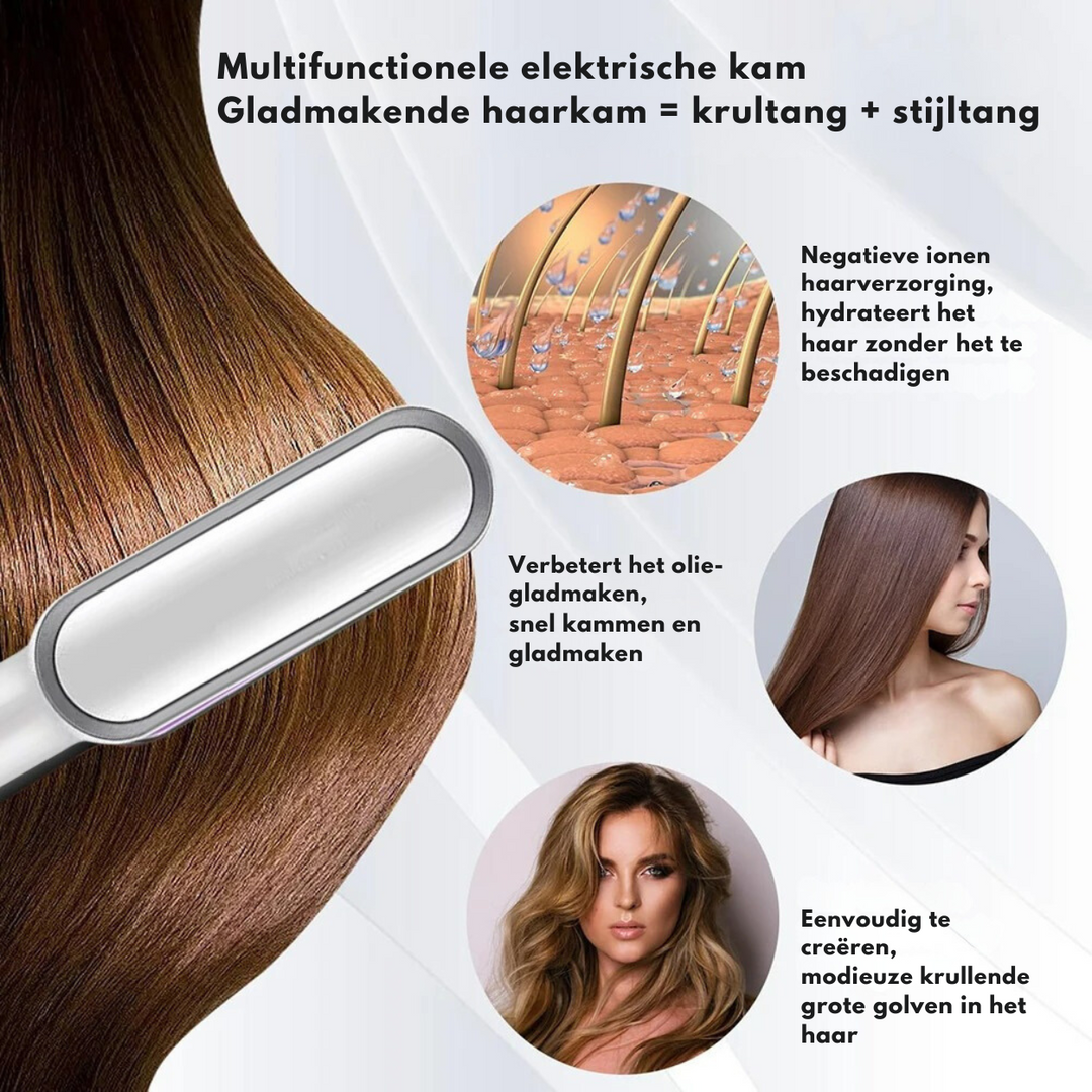 Brosse Électrique Coiffante pour Cheveux Lisses Instantanés et Soyeux