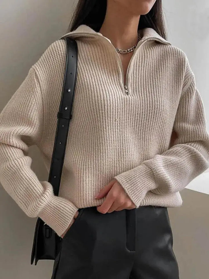 Pull à col zippé en grosse maille douillet pour une chaleur décontractée