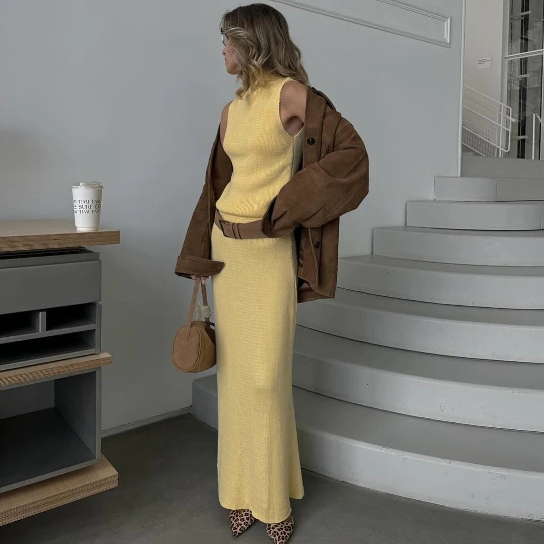 Sophie Paris | Robe longue sans manches en maille douce