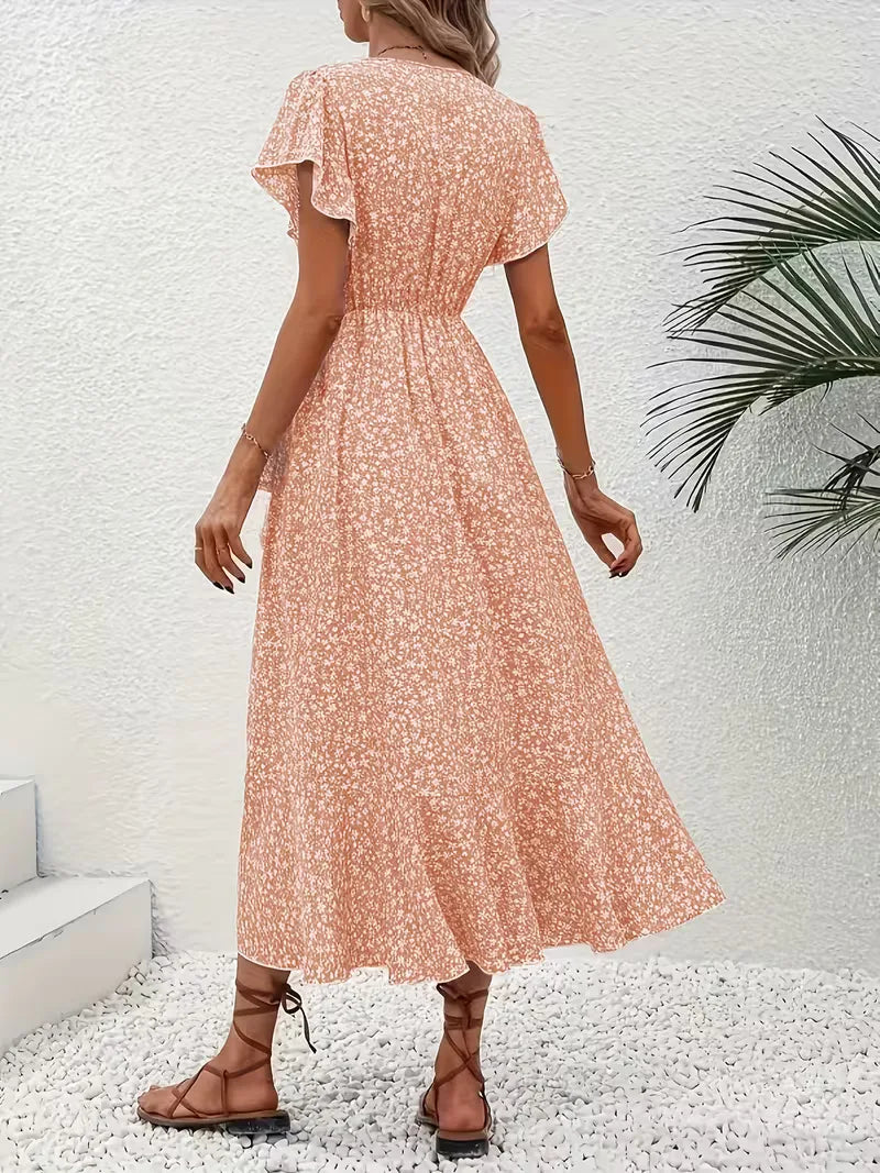 Robe portefeuille à imprimé floral avec décolleté en V