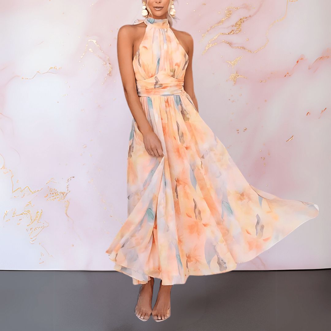 Robe longue élégante à col licou