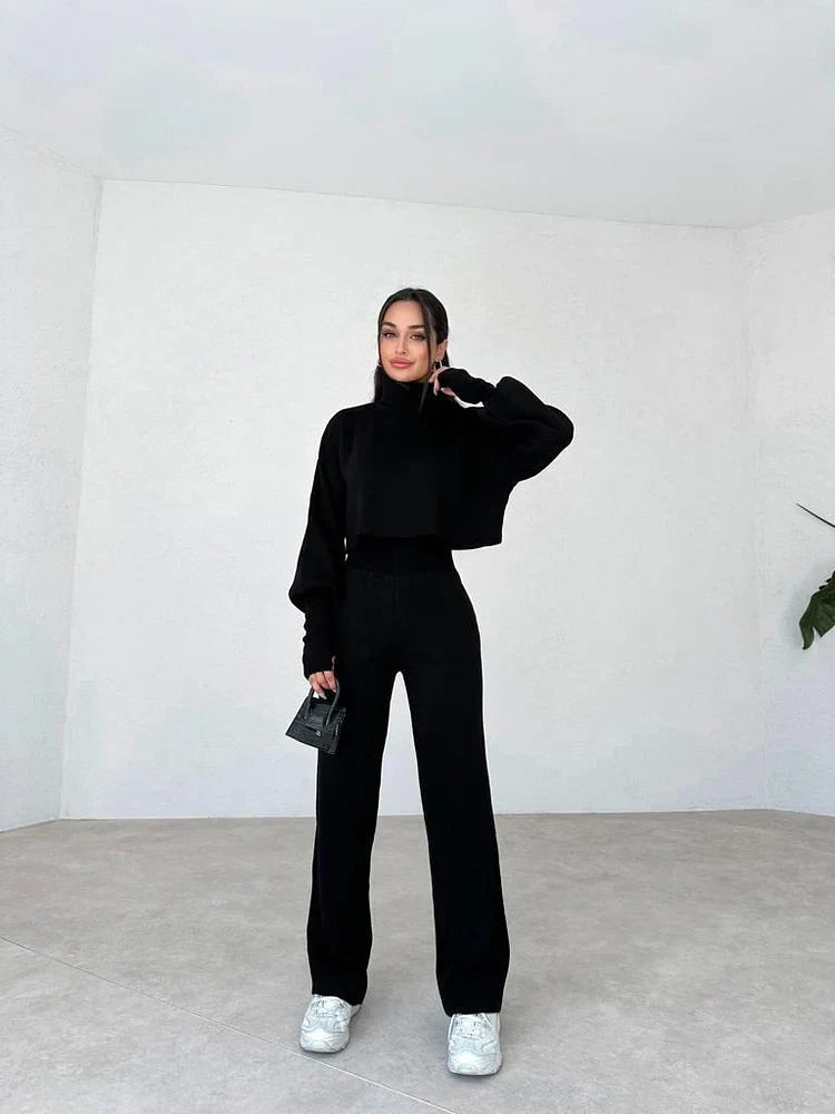 Ensemble de gants en maille col roulé confortable