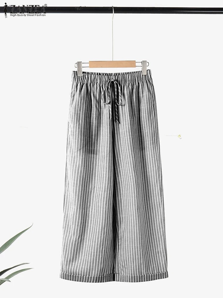 Océane Dubois | Le Pantalon Lin Rayé Décontracté