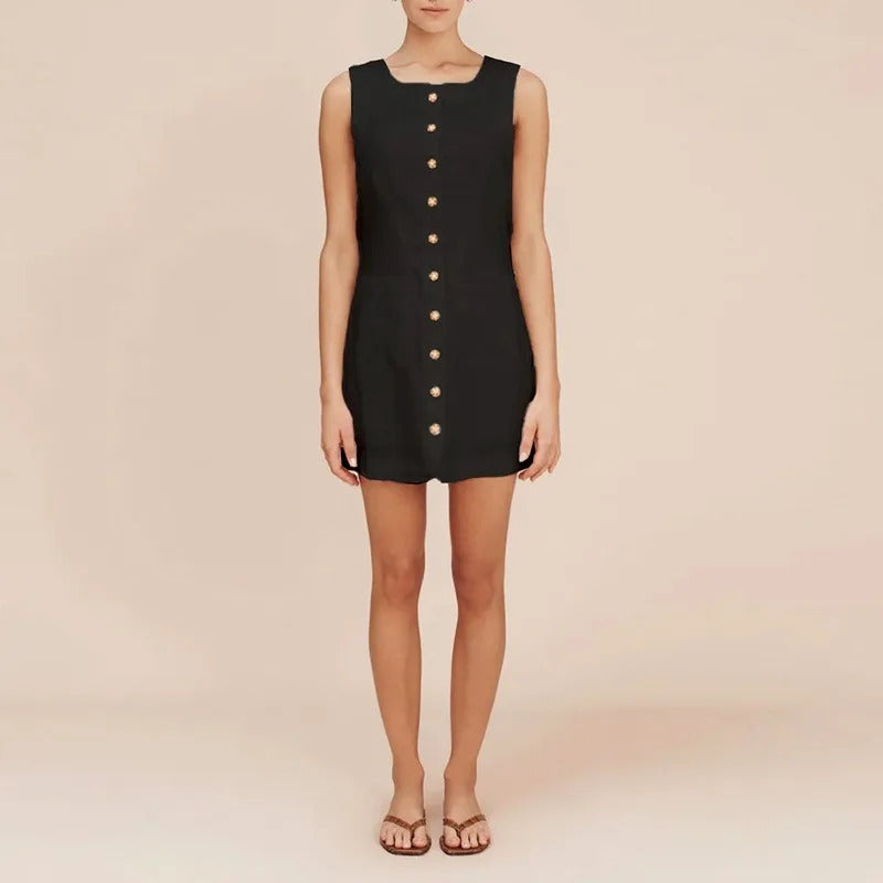 Sophie Paris | Robe droite sans manches à boutons