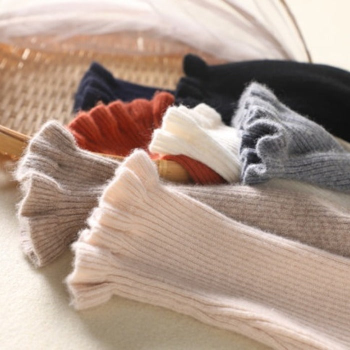 Pull en maille col roulé confortable avec bordure à volants féminine