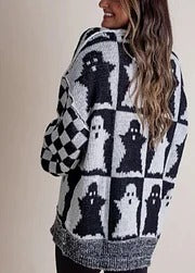 Pull tricoté à carreaux pour Halloween