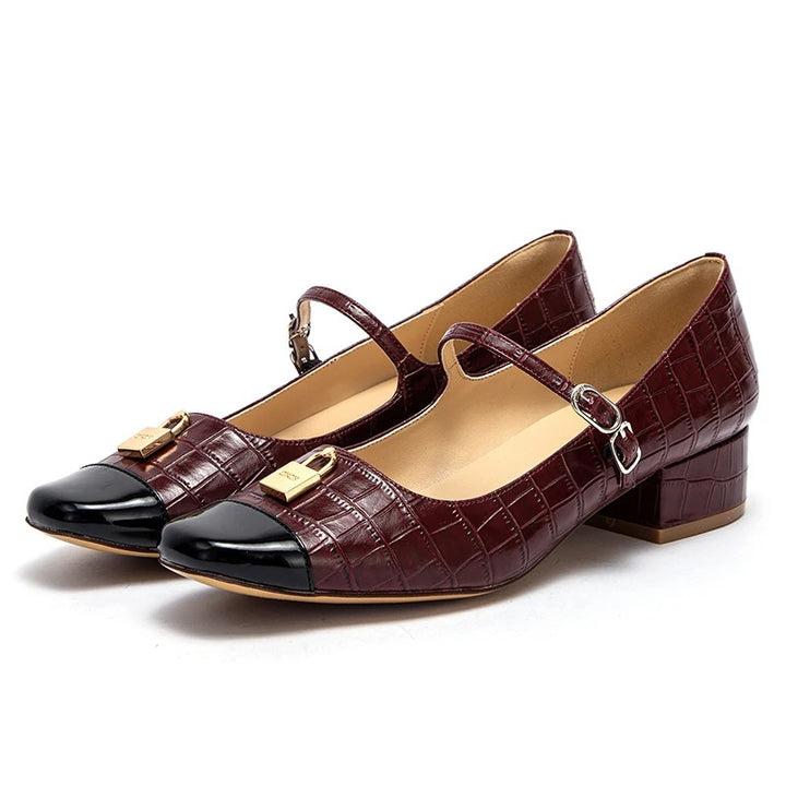 Isabelle Moreau® | Denim-Mary Janes mit Blockabsatz