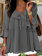 Blouse Femme Élégante à Col Volanté