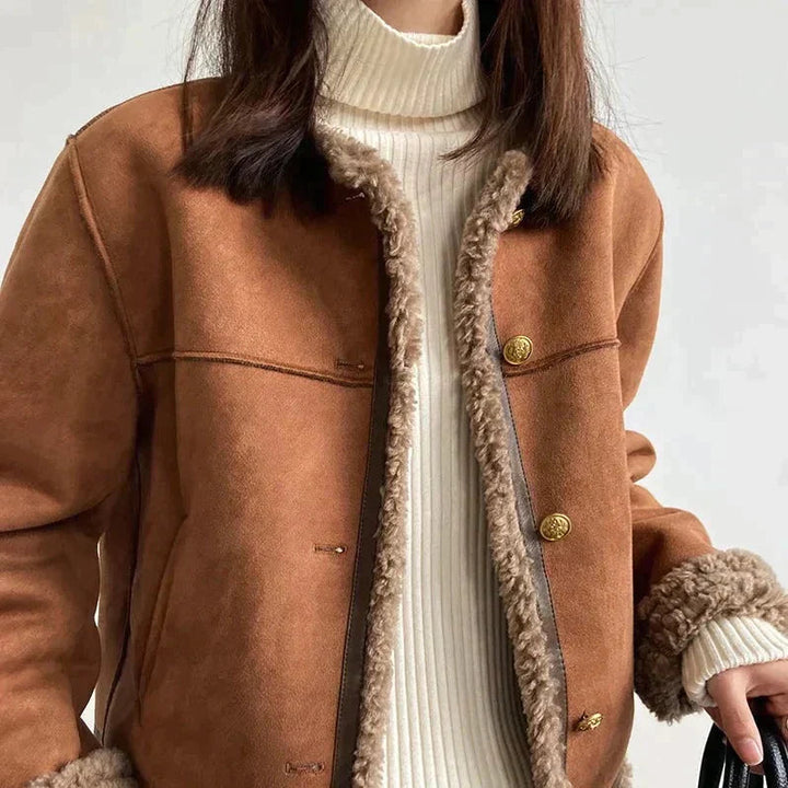 Veste boutonnée doublée en polaire confortable pour femmes