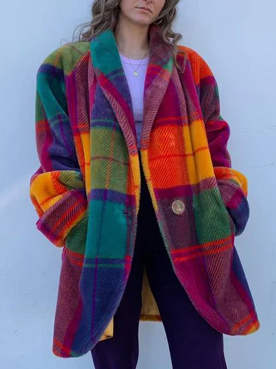 Veste Surdimensionnée à Carreaux Colorée pour Femme