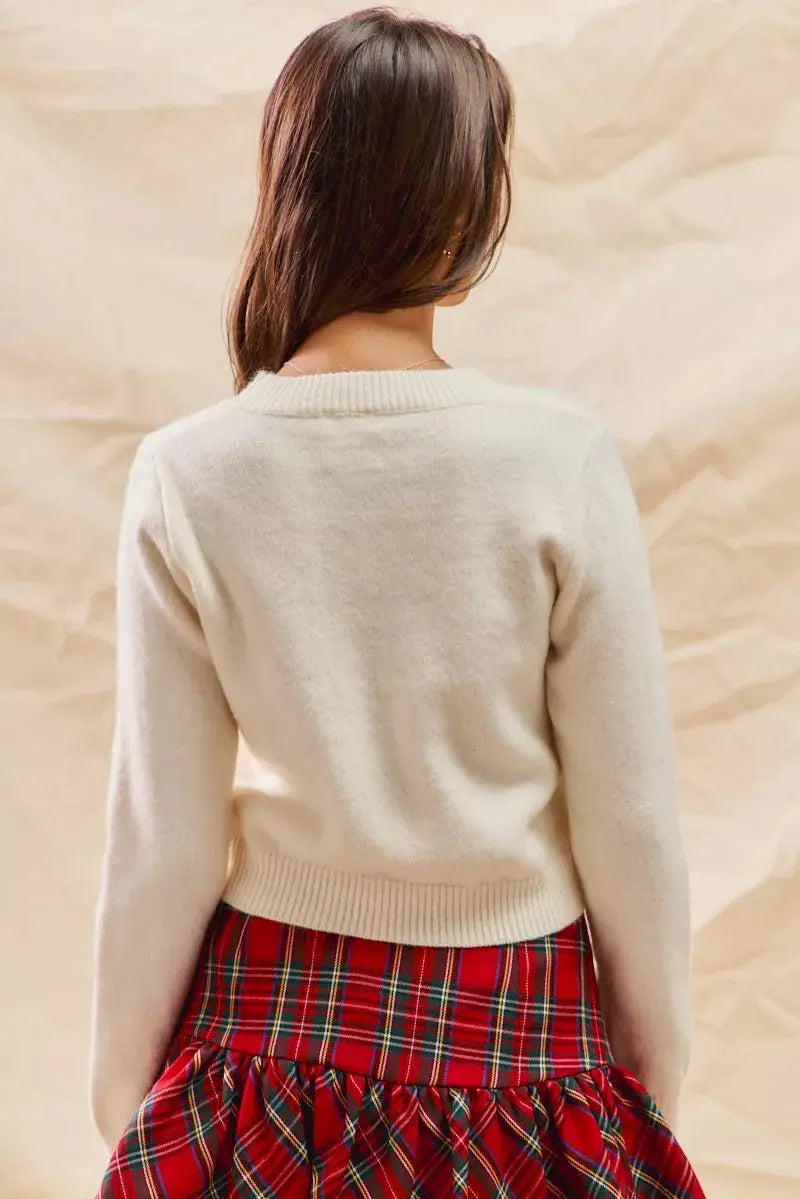 Pull court confort de Noël cône de bonbons