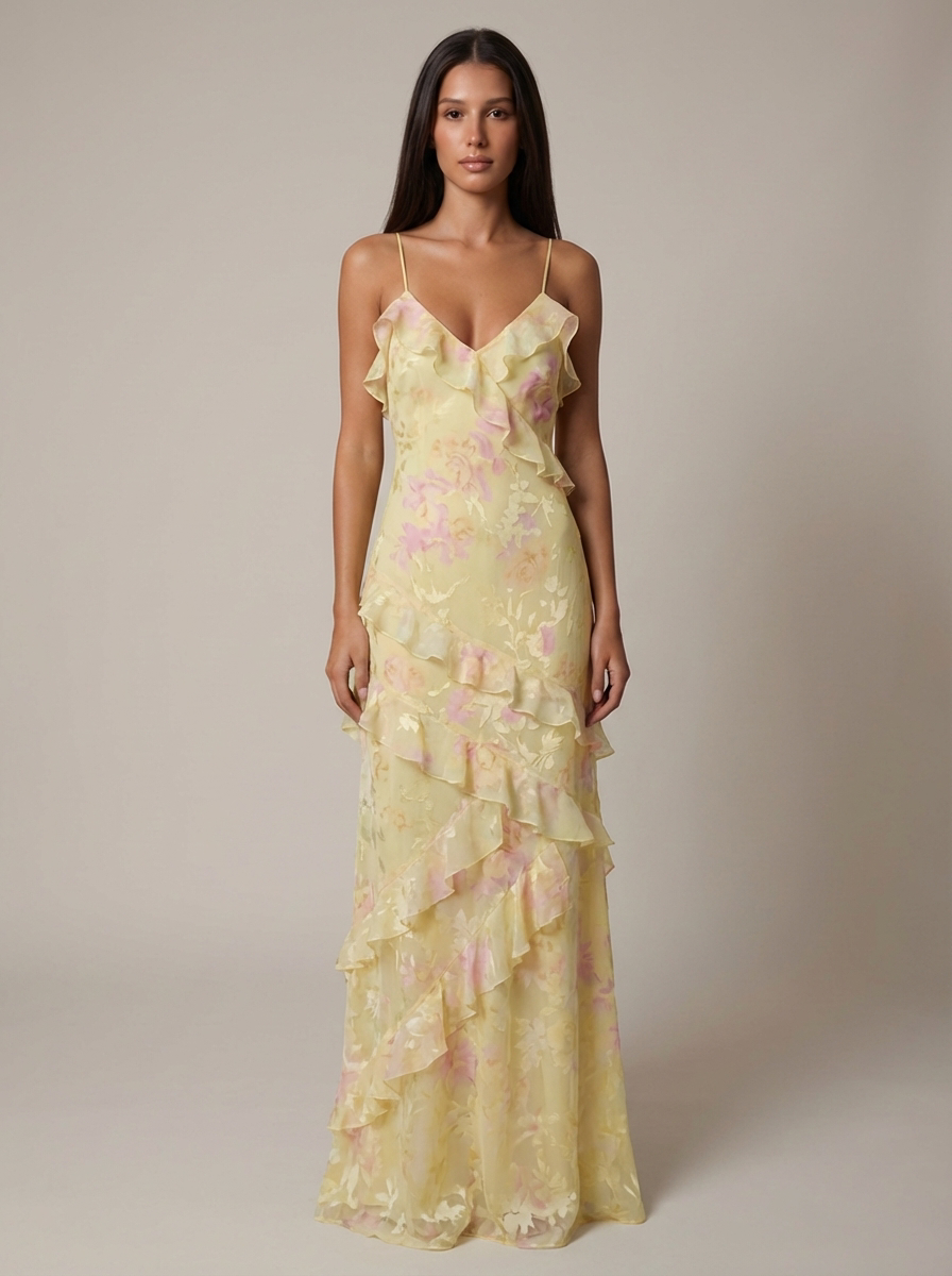 Robe longue sans manches à col V Vienna