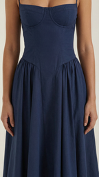 Robe mi-longue corset florale pour femme avec décolleté en cœur