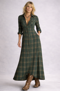 Robe longue à carreaux avec boutons sur le devant