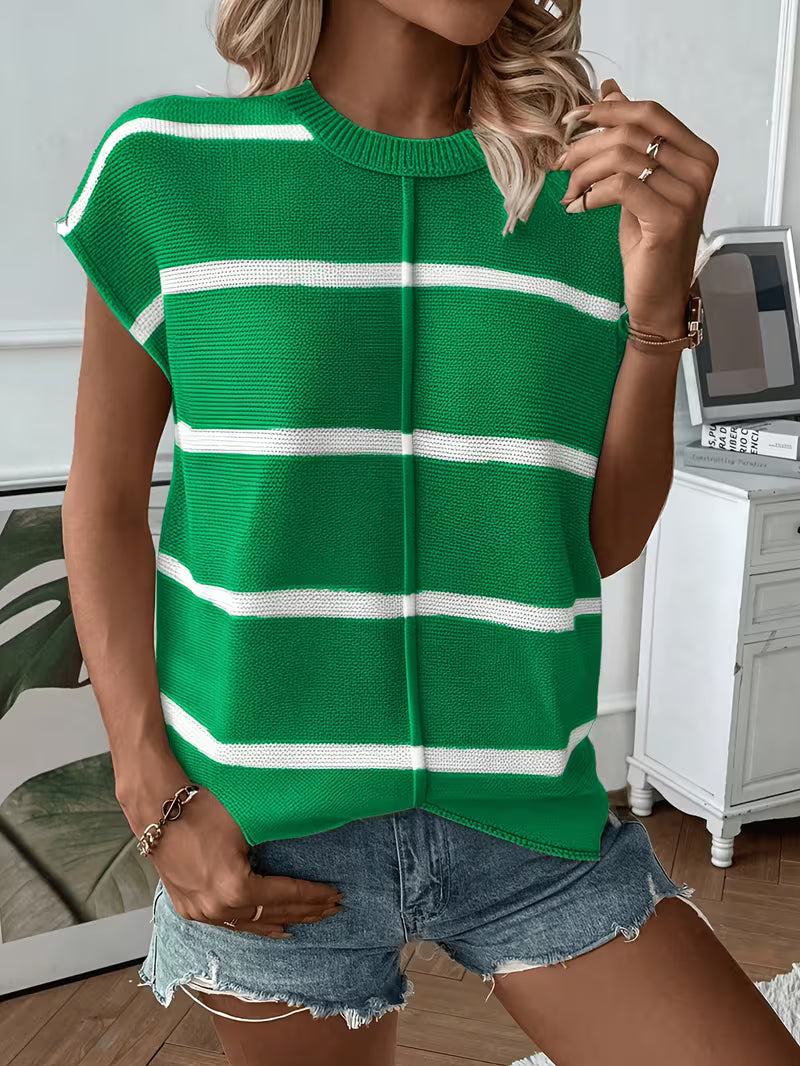 Pull en tricot sans manches à rayures coupe ample