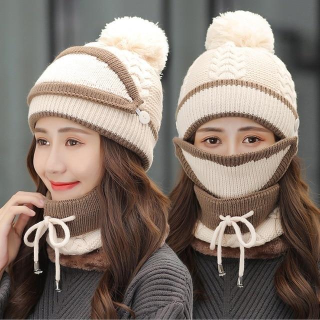 Ensemble bonnet en tricot douillet et écharpe pour femme