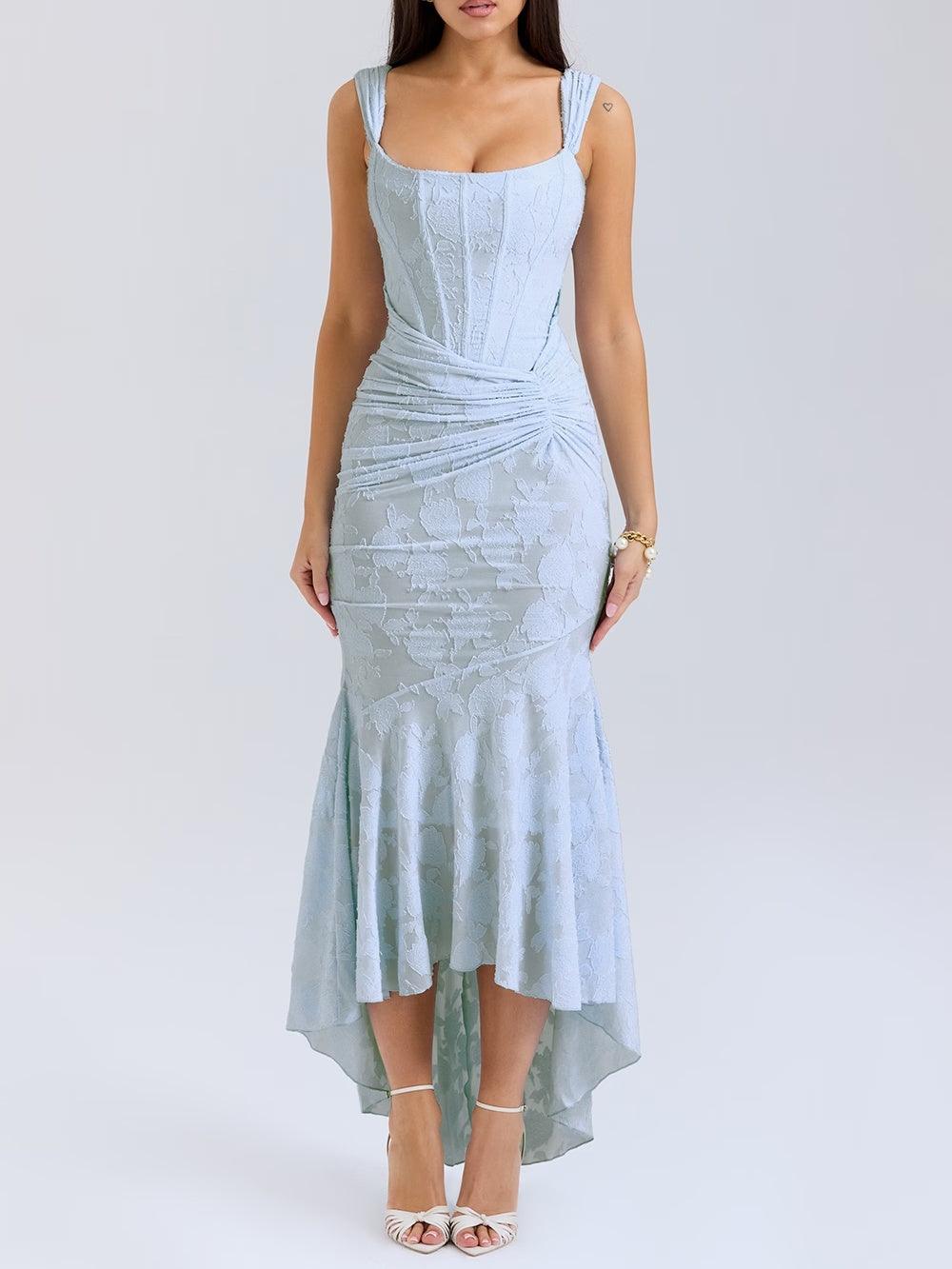 Robe Maxi Fleurie Bleuets